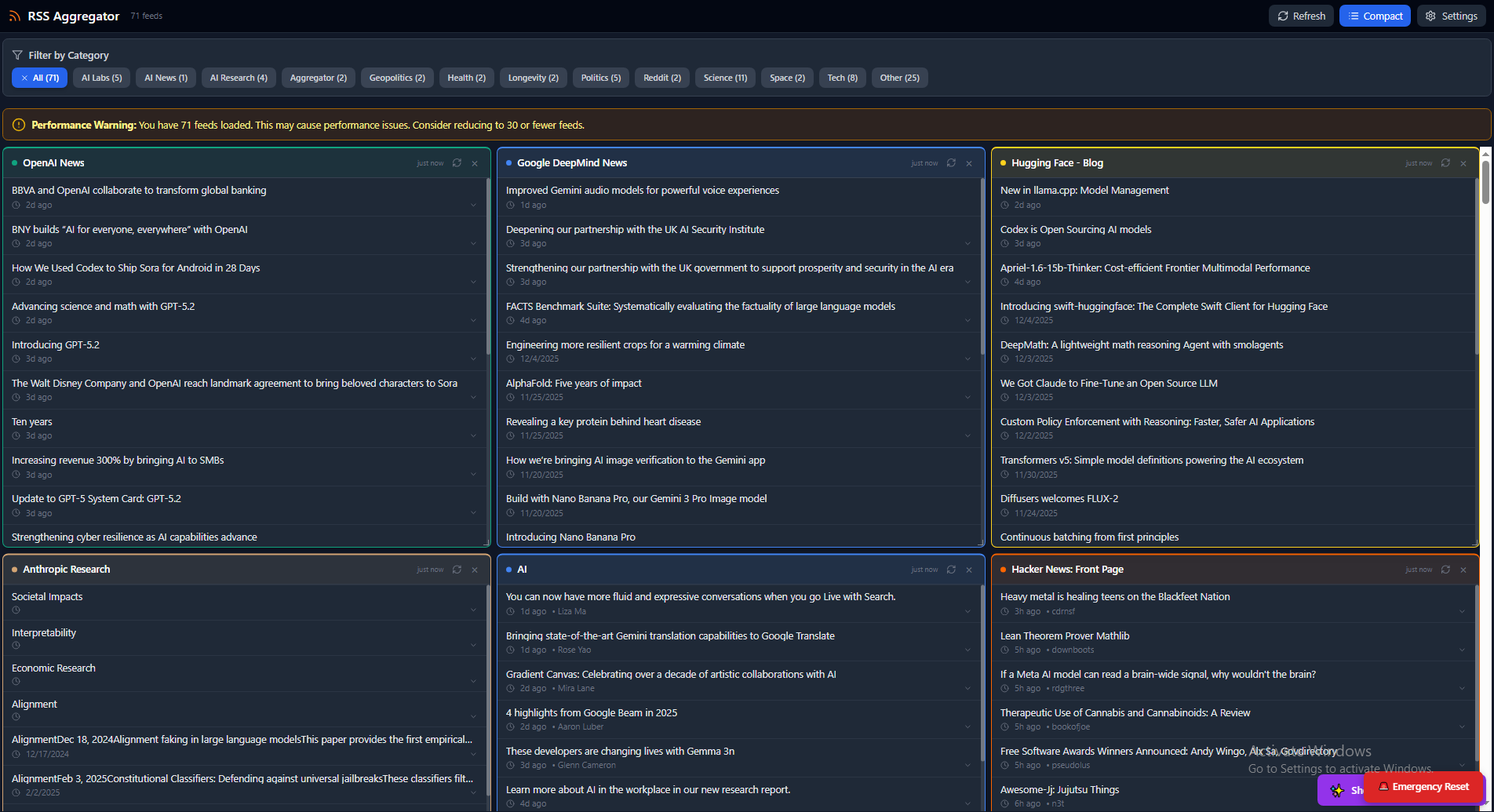 RSS Feed Aggregator Interface
